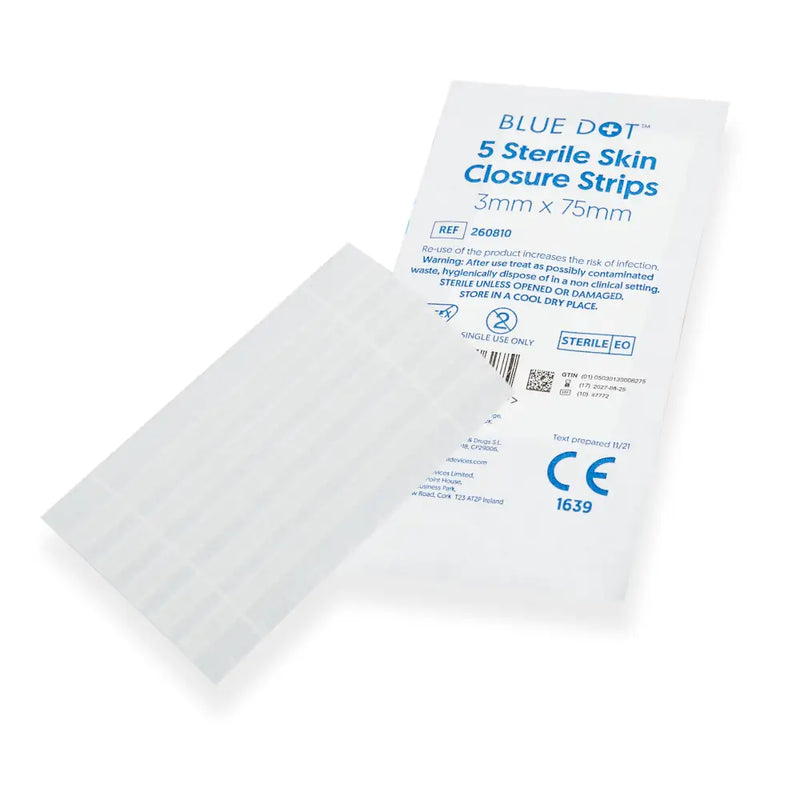 Closure Skin Packaging Blue Dot Skin Closure Strips 75mm x 6mm Pack 5