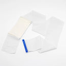 Rolled white bandage with blue clip.