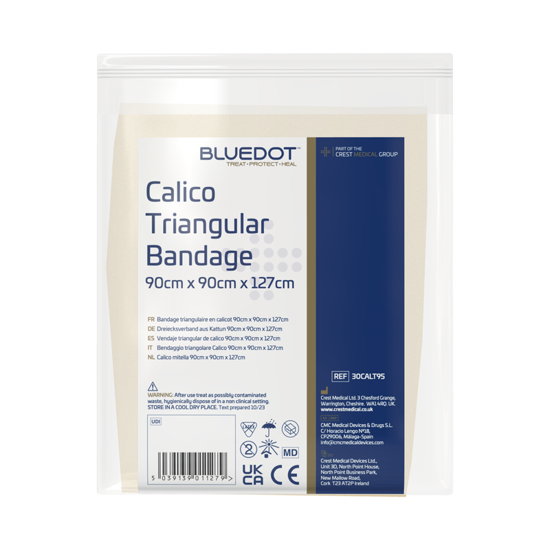 Blue Dot Triangular Bandage - Calico Unhemmed