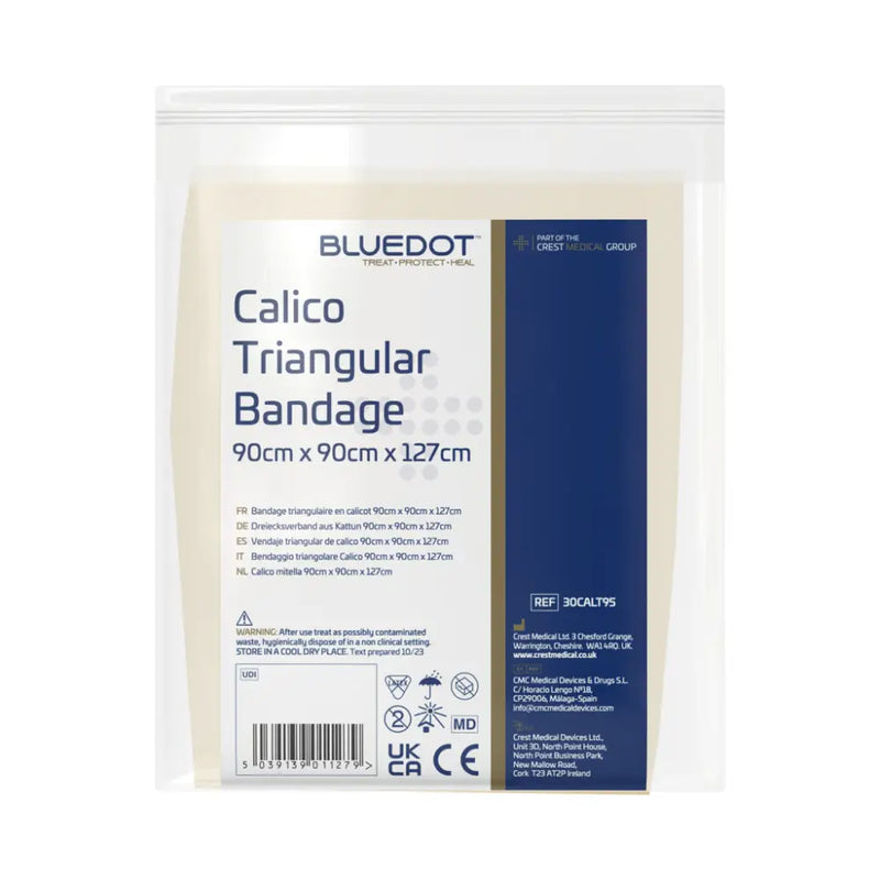 Blue Dot Triangular Bandage - Calico Unhemmed