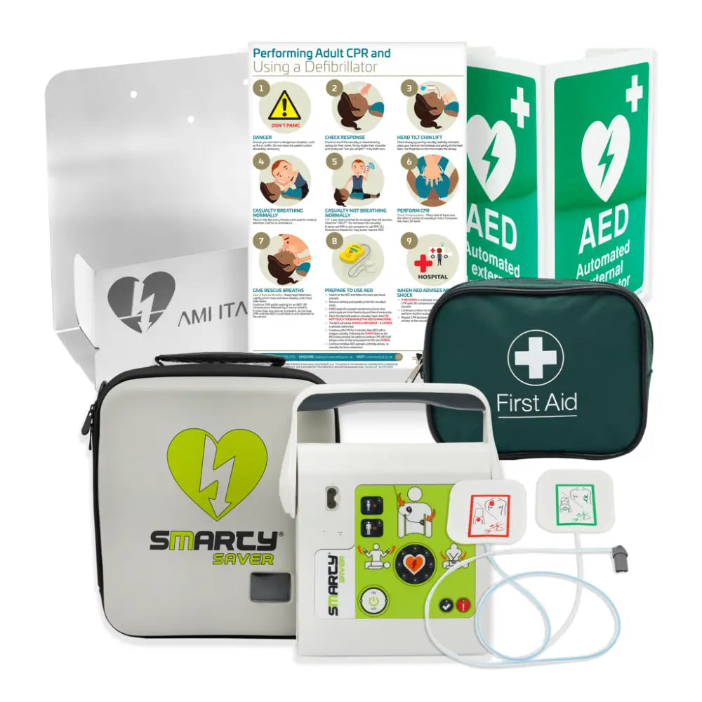 Defibrillator Package with Wall Bracket for Public Spaces