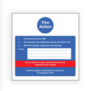 Fire Action Sign Hotel 20cm x 20cm