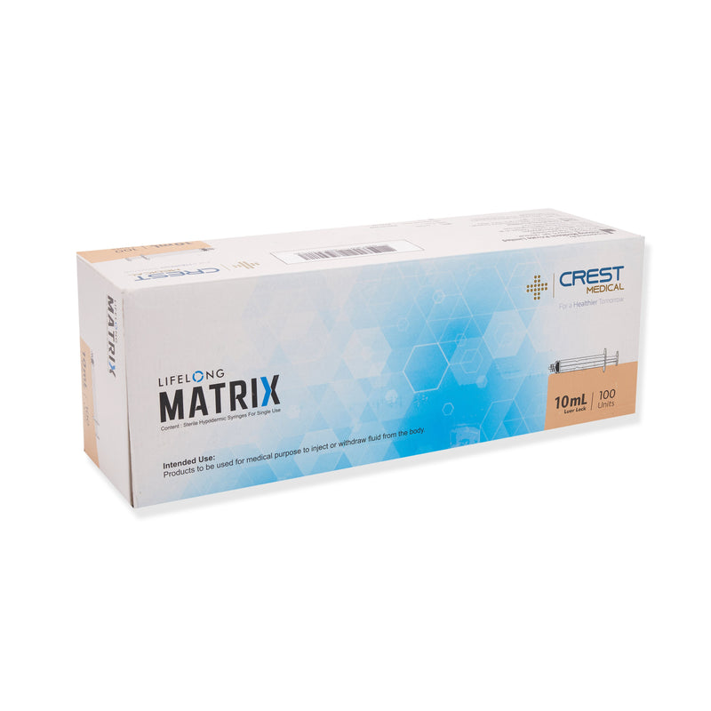 Lifelong Sterile 3PC Luer Lock Syringe 10ml Concentric (Box 100)