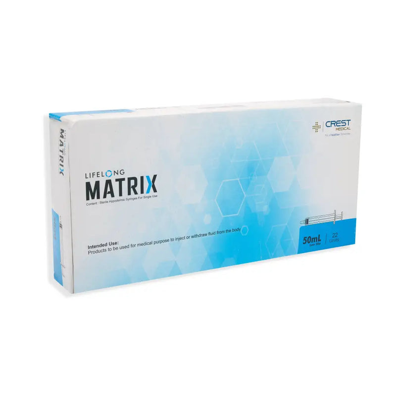 Lifelong Sterile 3PC Luer Slip Syringe 50ml 60ml Graduation Eccentric (Box 22)