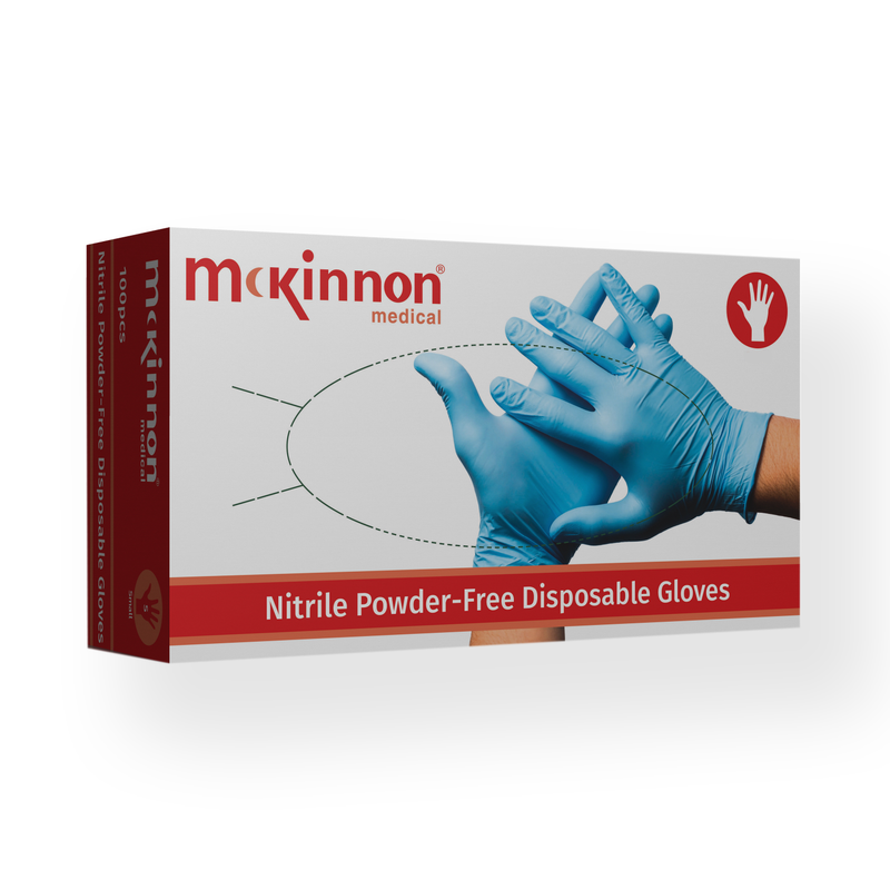 McKinnon Medical Blue Nitrile Powder-Free Examination Gloves (Box 100) - Small