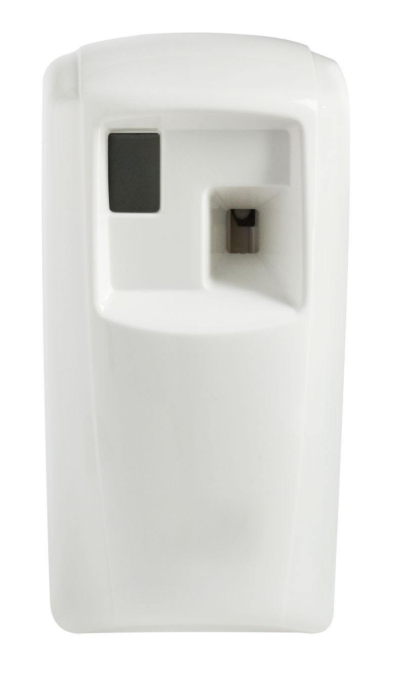 Microburst 3000 Dispenser is an attractive odour control solution that provides cost-effective, programmable air freshener delivery with all the power and performance of standard dispenser units.  Flexible programming provides 12/24-hour and 5, 6, 7 days per week options.  Dimensions: W8.2 x H18.7 x D10cm