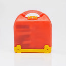 Translucent orange plastic carrying case with yellow accents.