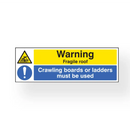 Warning Fragile Roof Crawling Boards or Ladders Must be Used 60cm x 20cm