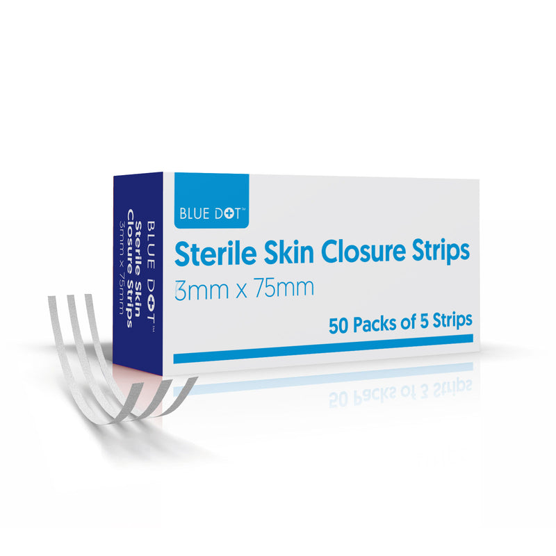Sterile, flexible wound closure strips. Quick and convenient skin closure strips - an alternative to stitches. Prevents minor wounds from re-opening & helps to reduce bleeding. Stays securely in place even when wet low allergy & easy to remove.