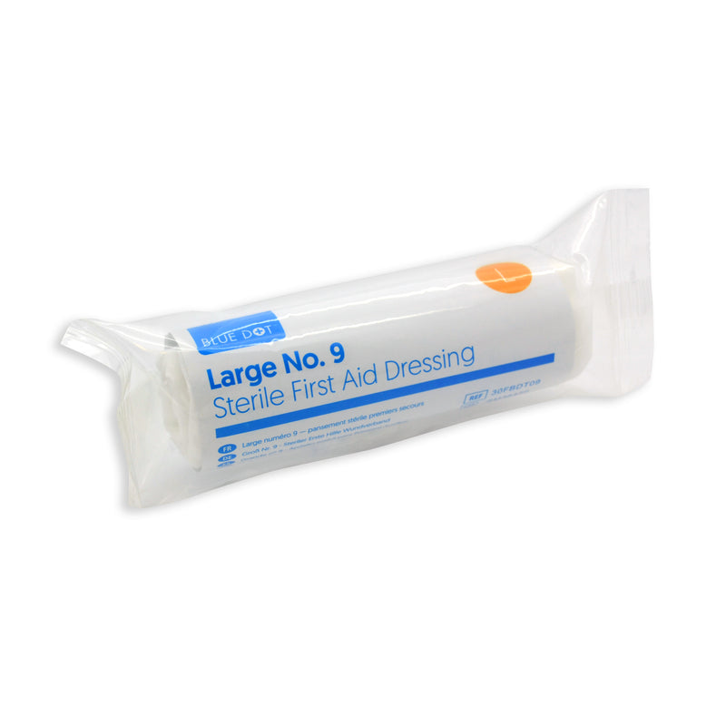 In compliance with the HSE, this is a sterile flow wrapped dressing with a fast edged bandage. Sterile first aid dressing-Low adherent pad -Long & Strong conforming bandages for securing dressings in place-Individually flow wrapped. Sterile, low adherent pad with extra-long, fast edged conforming bandage. 