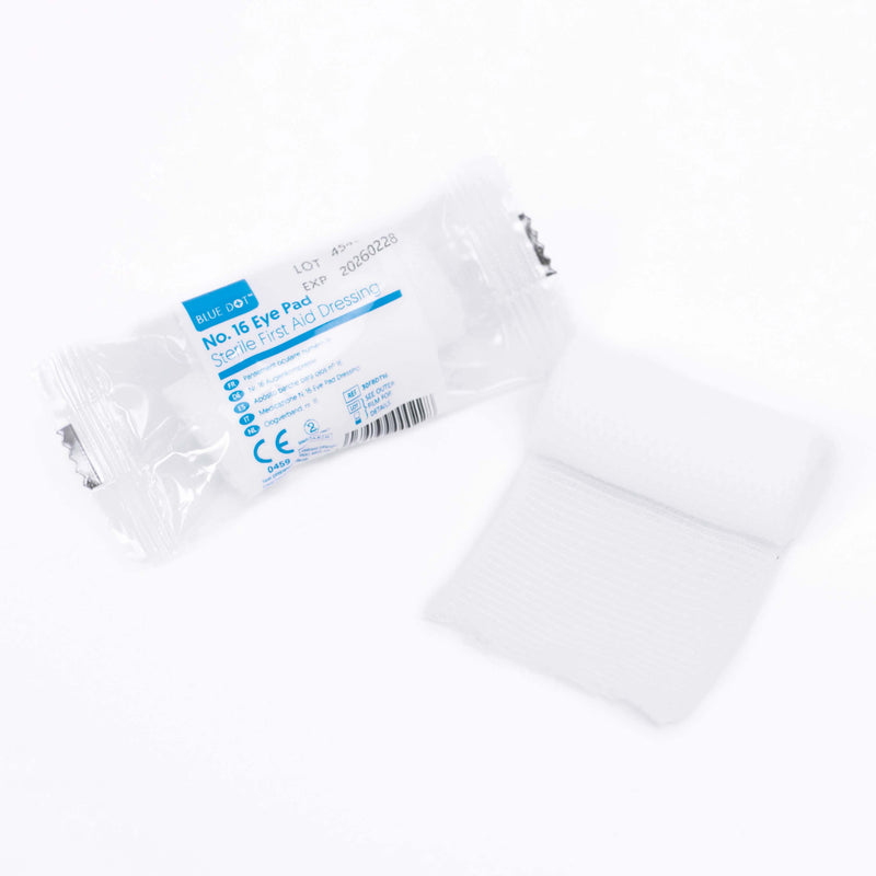 Wrapped eye pad and bandage for ocular injury . Sterile, low adherent eye pad with extra long, fast edged conforming bandage. Key Features:-Sterile-Boxed & flow wrapped. Highly absorbent pad.