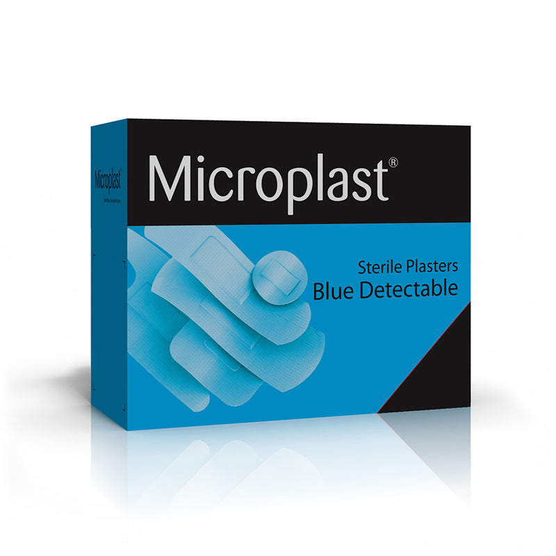 Blue Detectable Plasters Box of 50 Fingertip/Winged