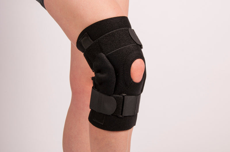 Knee Brace Hinged Padded Cuffs Pull & Press Fastener