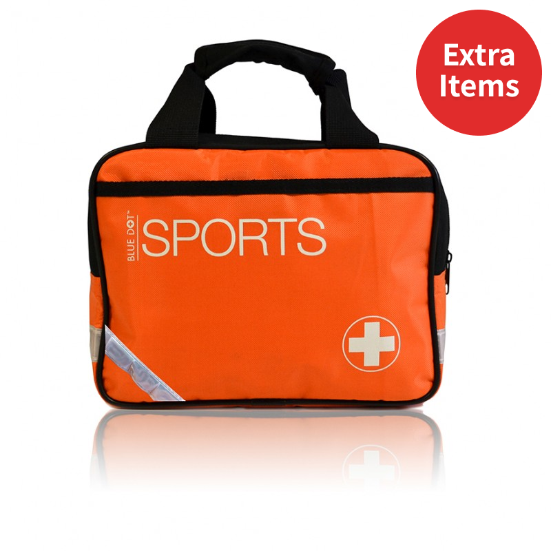 Blue Dot Premium Standard Sports Bag complete with carry handle. Supplied in a handy zip bag which is bright orange for visibility. Ideal for small sports teams and minor sporting injuries..